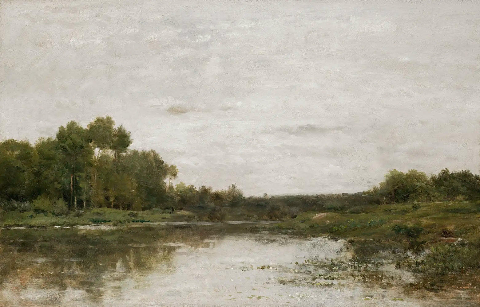 A landscape oil painting of the countryside along the Oise River.