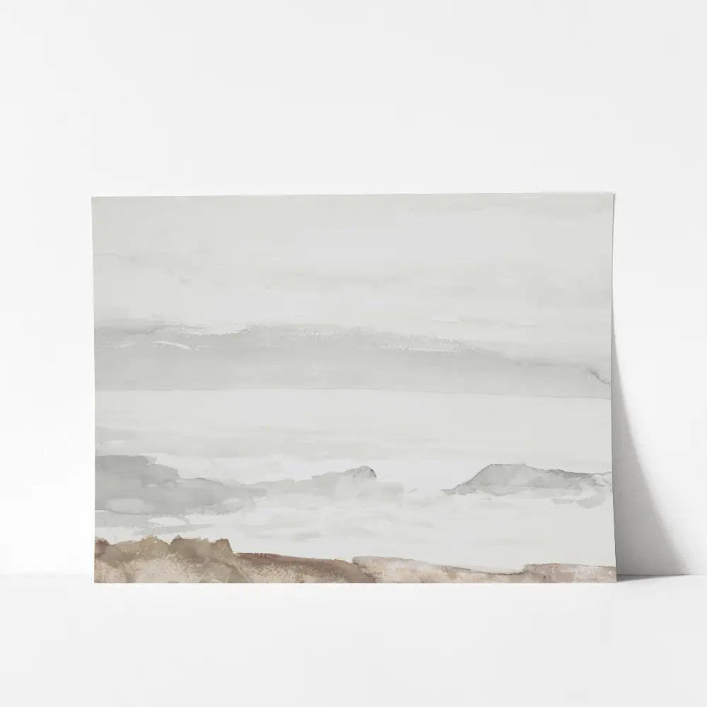 A mockup of an abstract watercolor painting of a serene ocean view.